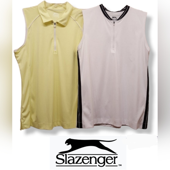Slazenger Shirts Set of 2 Gold  (1 with collar/1 no collar) Size Large - Picture 2 of 16